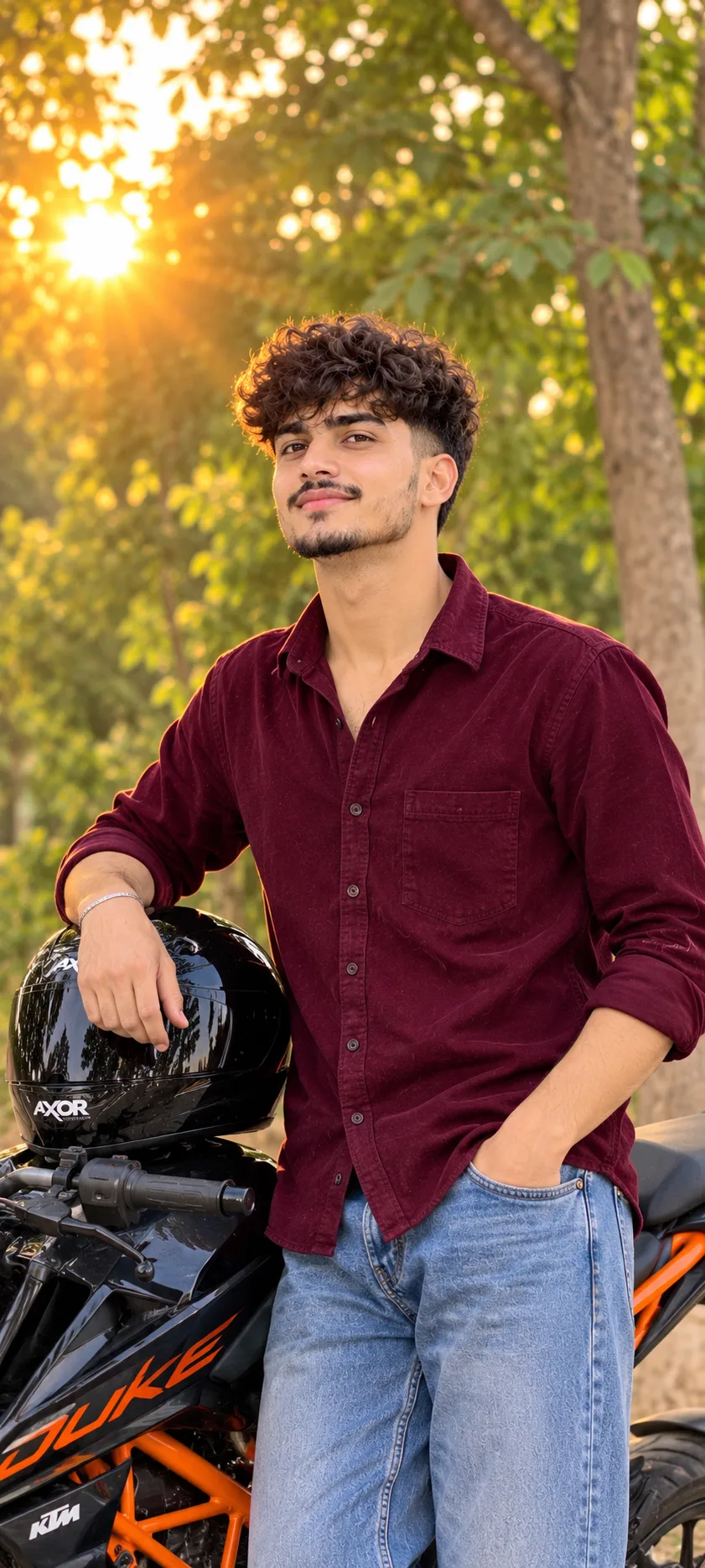 Golden Hour Biker Portrait AI template